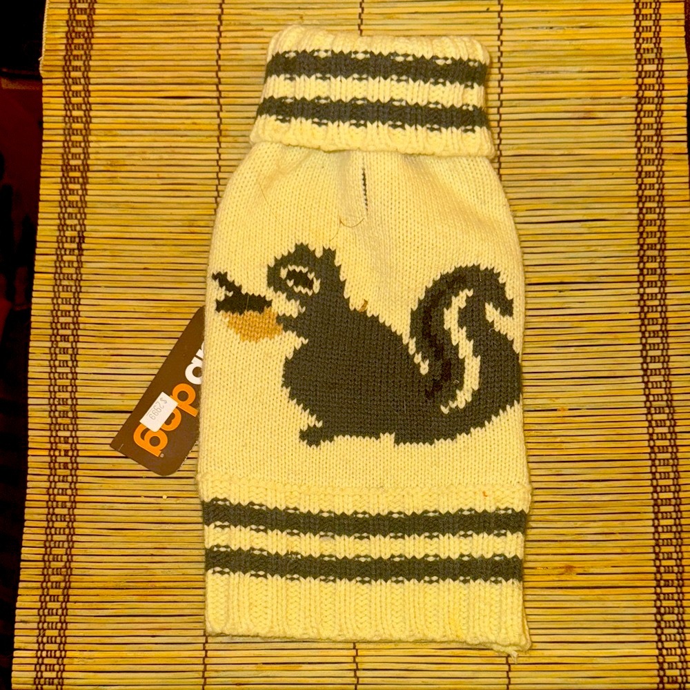 Cream and Black Squirrel little cat Sweater
